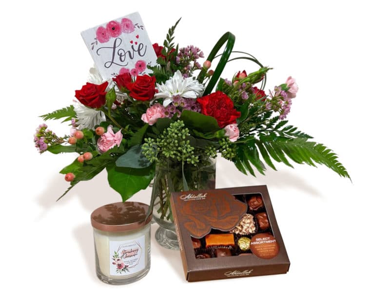 Romance Package with chocolates, flowers and candle