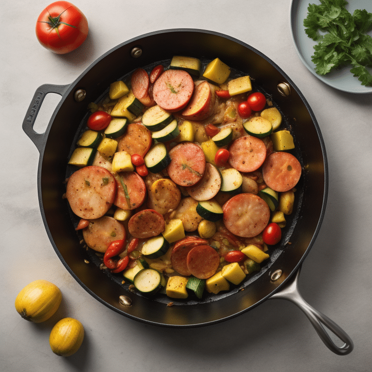 Vegetable Skillet Ingredients In Skillet Pan
