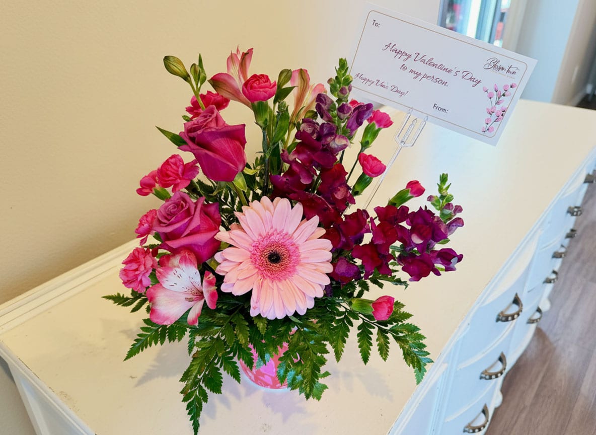 Valentines Day Floral With Card Message